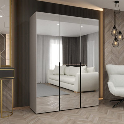 Arte Soothing Cashmere Hinged Door Wardrobe 150Cm - Calm Storage With Mirrored Panels - image 1