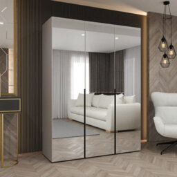 Arte Soothing Cashmere Hinged Door Wardrobe 150Cm - Calm Storage With Mirrored Panels - thumbnail 1