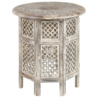 Beliani Side Table Santra Mango Wood Light Brown - image 1