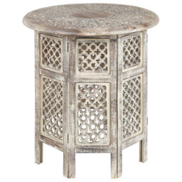 Beliani Side Table Santra Mango Wood Light Brown - thumbnail 1