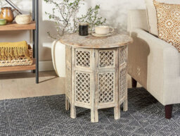 Beliani Side Table Santra Mango Wood Light Brown - thumbnail 2