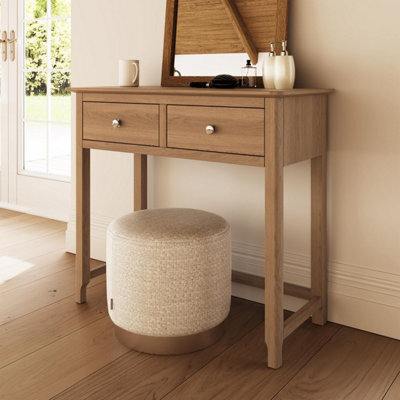 Fwstyle 2 Drawer Dressing Table Vanity Makeup Natural Oak (H) 80Cm (W) 90Cm (D) 40Cm - image 1