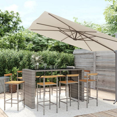 Berkfield 9 Piece Garden Bar Set Grey Poly Rattan& Solid Wood Acacia - image 1