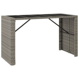 Berkfield 9 Piece Garden Bar Set Grey Poly Rattan& Solid Wood Acacia - thumbnail 5