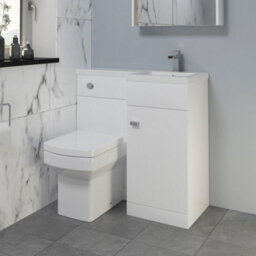 Affine 900mm Bathroom Vanity Unit Basin & Square Toilet Combined Furniture R/hand White - thumbnail 4