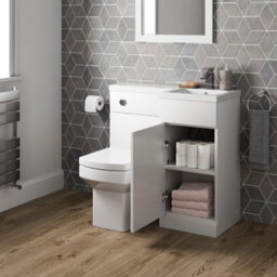 Affine 900mm Bathroom Vanity Unit Basin & Square Toilet Combined Furniture R/hand White - thumbnail 3