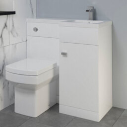 Affine 900mm Bathroom Vanity Unit Basin & Square Toilet Combined Furniture R/hand White - thumbnail 1
