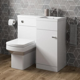 Affine 900mm Bathroom Vanity Unit Basin & Square Toilet Combined Furniture R/hand White - thumbnail 2