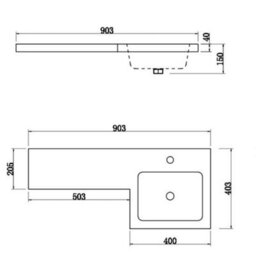 Affine 900mm Bathroom Vanity Unit Basin & Square Toilet Combined Furniture R/hand White - thumbnail 8