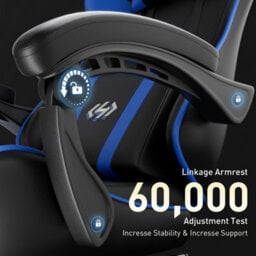 Precision Synergie Gaming Chair For Adults, Reclining Computer Chair With Footrest, Lumbar Support & Headrest, Blue Black - thumbnail 5