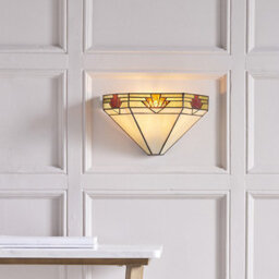 Luminosa Lighting Luminosa Nevada 1 Light Indoor Wall Uplighter Dark Bronze With Tiffany Glass, E14 - thumbnail 2