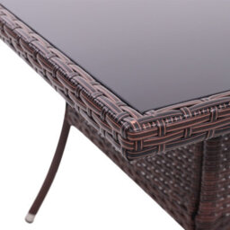 Breeins 105Cm W Rustic Wicker Outdoor Dining Table With Tempered Glass Top And Parasol Hole, Brown - thumbnail 4