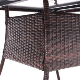 Breeins 105Cm W Rustic Wicker Outdoor Dining Table With Tempered Glass Top And Parasol Hole, Brown - thumbnail 5