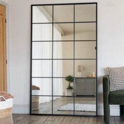 Jōbū Jobu Home - Kyo - Full Length Black Metal Rectangle Lattice Window Mirror - 200Cm X 120Cm