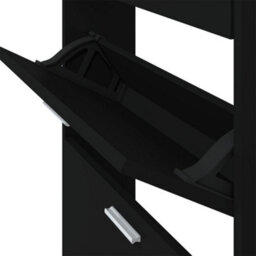 Walplus Shoe Cabinet Black 59X17X150 Cm Engineered Wood - thumbnail 8