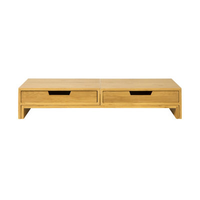 Sobuy Bbf04-N, 2 Drawers Bamboo Computer Screen Monitor Stand Desk Organizer, W60Xd22Xh11 - image 1