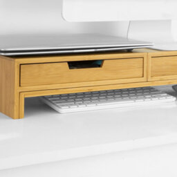 Sobuy Bbf04-N, 2 Drawers Bamboo Computer Screen Monitor Stand Desk Organizer, W60Xd22Xh11 - thumbnail 7