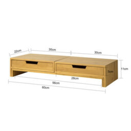 Sobuy Bbf04-N, 2 Drawers Bamboo Computer Screen Monitor Stand Desk Organizer, W60Xd22Xh11 - thumbnail 3