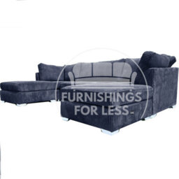 Furnishings For Less UK Bishop Navy Blue U Shaped Soft Fabric Jumbo Cord Detachable 5 Seater Large Sofa - thumbnail 3
