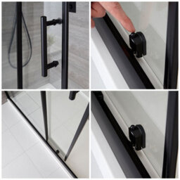 Homestylestore Black Corner Wet Room Walk In Sliding Door Shower Enclosure With Graphite Slate Effect Tray 1000 X 800mm - thumbnail 2