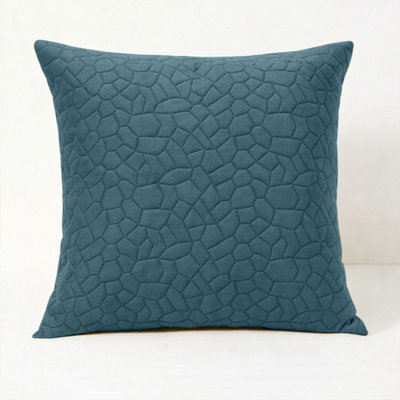 Ameha Teal Embossed Pebbles Velvet Cushion Cover, 18X18 Inch, Ultra Soft, Breathable & Hypoallergenic