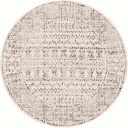 Livabliss Round Pisa-Geometric Grey Off-White Black Living Dining Bedroom Rug 160 X 160 Cm Easy Care, Non Shedding - thumbnail 1