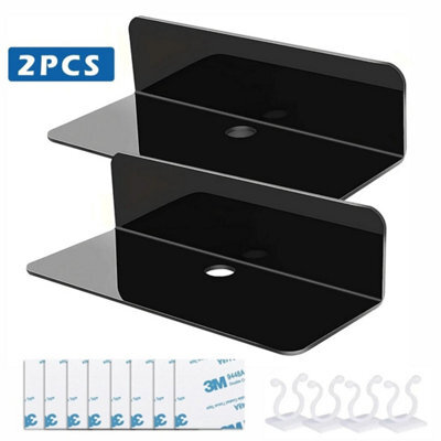 Black Floating Wall Shelves Adhesive Shelf With Accessories Acrylic Small Shelf - image 1