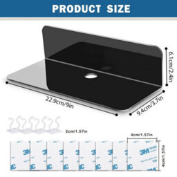 Black Floating Wall Shelves Adhesive Shelf With Accessories Acrylic Small Shelf - thumbnail 2