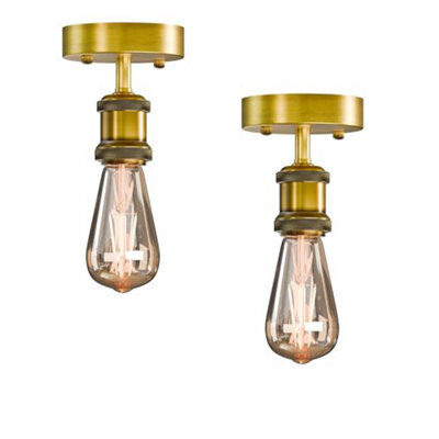 2 Pack Of Single Head Fully Earth Ceiling Light Retro Flush Mount E27 Lamp Holder Sconce Chandeliers Pendent Set - image 1