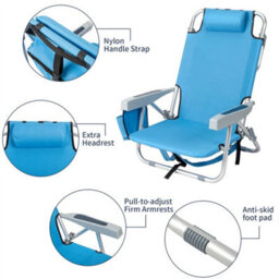 Portable Folding Beach Chair Aluminum Outdoor Garden Reclining Camping Chair - thumbnail 5