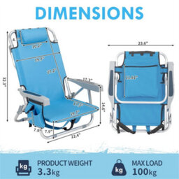 Portable Folding Beach Chair Aluminum Outdoor Garden Reclining Camping Chair - thumbnail 2