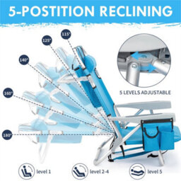 Portable Folding Beach Chair Aluminum Outdoor Garden Reclining Camping Chair - thumbnail 3