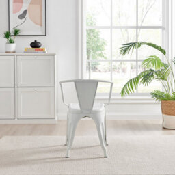 Furniturebox Set Of 2 White Colton Tolix Style Stackable Industrial Metal Dining Chair With Arms - thumbnail 6