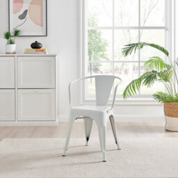 Furniturebox Set Of 2 White Colton Tolix Style Stackable Industrial Metal Dining Chair With Arms - thumbnail 7