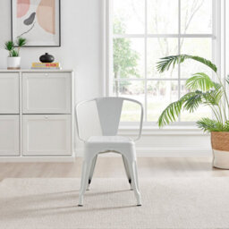Furniturebox Set Of 2 White Colton Tolix Style Stackable Industrial Metal Dining Chair With Arms - thumbnail 4