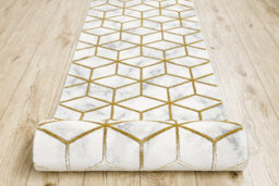 RugsX Exclusive Emerald Runner 1014 Glamour, Stylish Cube Cream / Gold 120 C  120X100 Cm - thumbnail 1