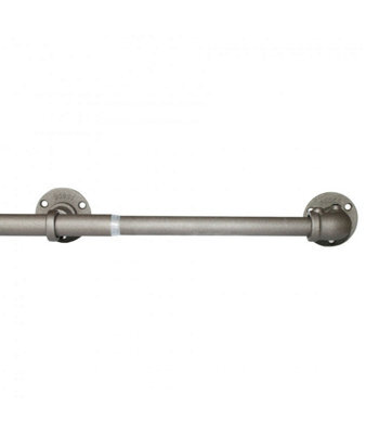 Gun Metal Industrial Room Darkening Extendable Metal Curtain Pole Set - image 1