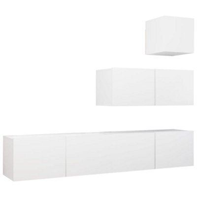 Berkfield Modern 4 Piece Tv Cabinet Set White Engineered Wood - image 1