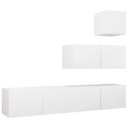 Berkfield Modern 4 Piece Tv Cabinet Set White Engineered Wood - thumbnail 1