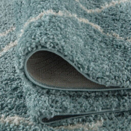 The Rugs Moroccan Shaggy Rugs And Runners Soft Fluffy Wavy Trellis Design High Pile Duck Egg Blue And Ivory Living Room Kitchen Hallway 850 - thumbnail 4