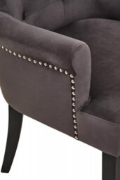 Orsina Ringback Grey Velvet Armchair For Living Room, Classic Indoor Chair With Tufting, Angular Wooden Leg Chair - thumbnail 6