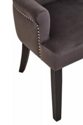 Orsina Ringback Grey Velvet Armchair For Living Room, Classic Indoor Chair With Tufting, Angular Wooden Leg Chair - thumbnail 7