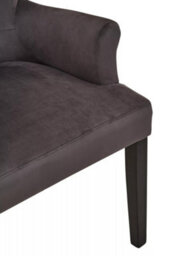 Orsina Ringback Grey Velvet Armchair For Living Room, Classic Indoor Chair With Tufting, Angular Wooden Leg Chair - thumbnail 9