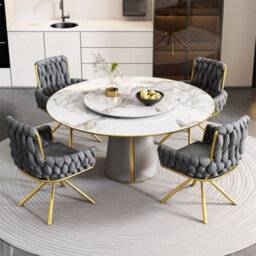 Abrihome Set Of 2, Velvet Dining Chair, Armchair, Leisure Swivel Chair With Four Metal Support Legs, Gray - thumbnail 9