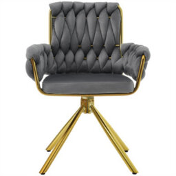 Abrihome Set Of 2, Velvet Dining Chair, Armchair, Leisure Swivel Chair With Four Metal Support Legs, Gray - thumbnail 2