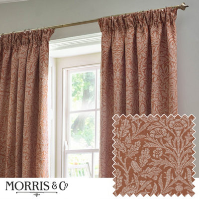 Morris & Co Acorn Tonal Matt Jacquard Room Darkening Pencil Pleat Curtain Pair Brick (W)168Cm X (D)229Cm - image 1