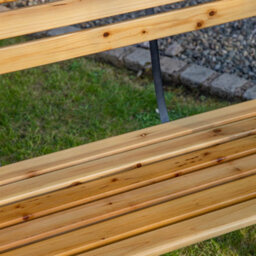 Samuel Alexander Kendal 2 Person Outdoor Modern Cross Design Metal Wooden Garden Patio Bench - thumbnail 7