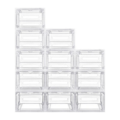 12Pcs Shoe Storage Shoe Boxes Clear Plastic Stackable Shoe Organizer - image 1