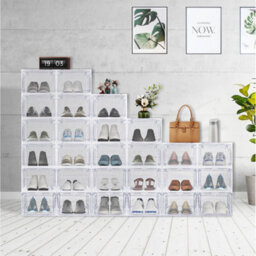 12Pcs Shoe Storage Shoe Boxes Clear Plastic Stackable Shoe Organizer - thumbnail 6