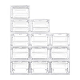 12Pcs Shoe Storage Shoe Boxes Clear Plastic Stackable Shoe Organizer - thumbnail 1